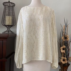 Lilly Pulitzer silk metallic beige and gold blouse size extra large